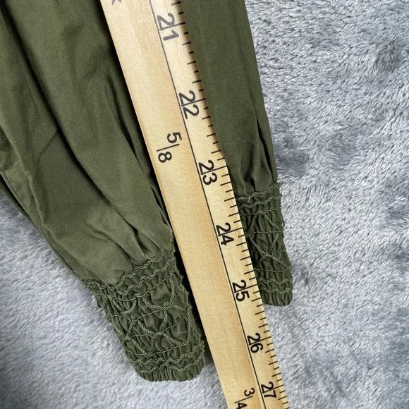 Anthropologie Mare Mare Blouse Medium Green Long-Sleeve V Neck Ruffled Bohemian - Picture 6 of 7